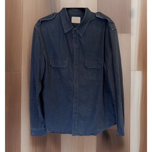 BIG & TALL LUXURY Band Of Outsiders Denim Button-Up Shirt Blue Size 5 (XXL) EUC - Picture 1 of 14